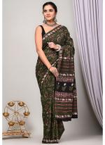 Cotton Green Casual Wear Printed Saree